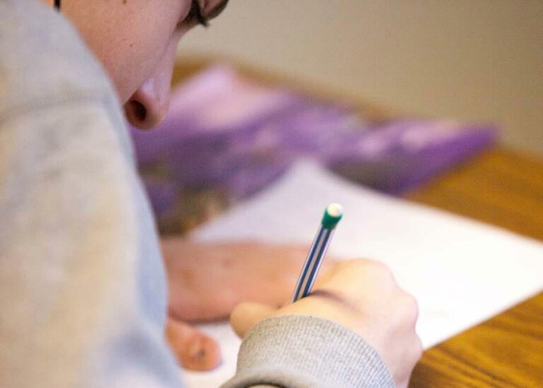 Student taking test